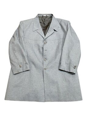 Men's Light Gray Single-Breasted Sports Coat With Lion Buttons
